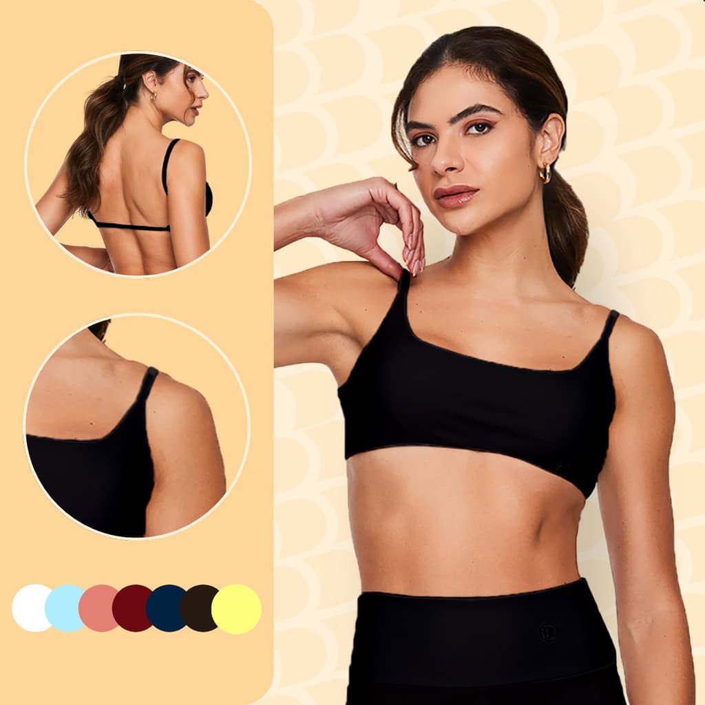 Top Faixa Feminino Fitness com Bojo Removível Costa Aberta Suplex Academia Treino Pilates, 17 cores disponíveis