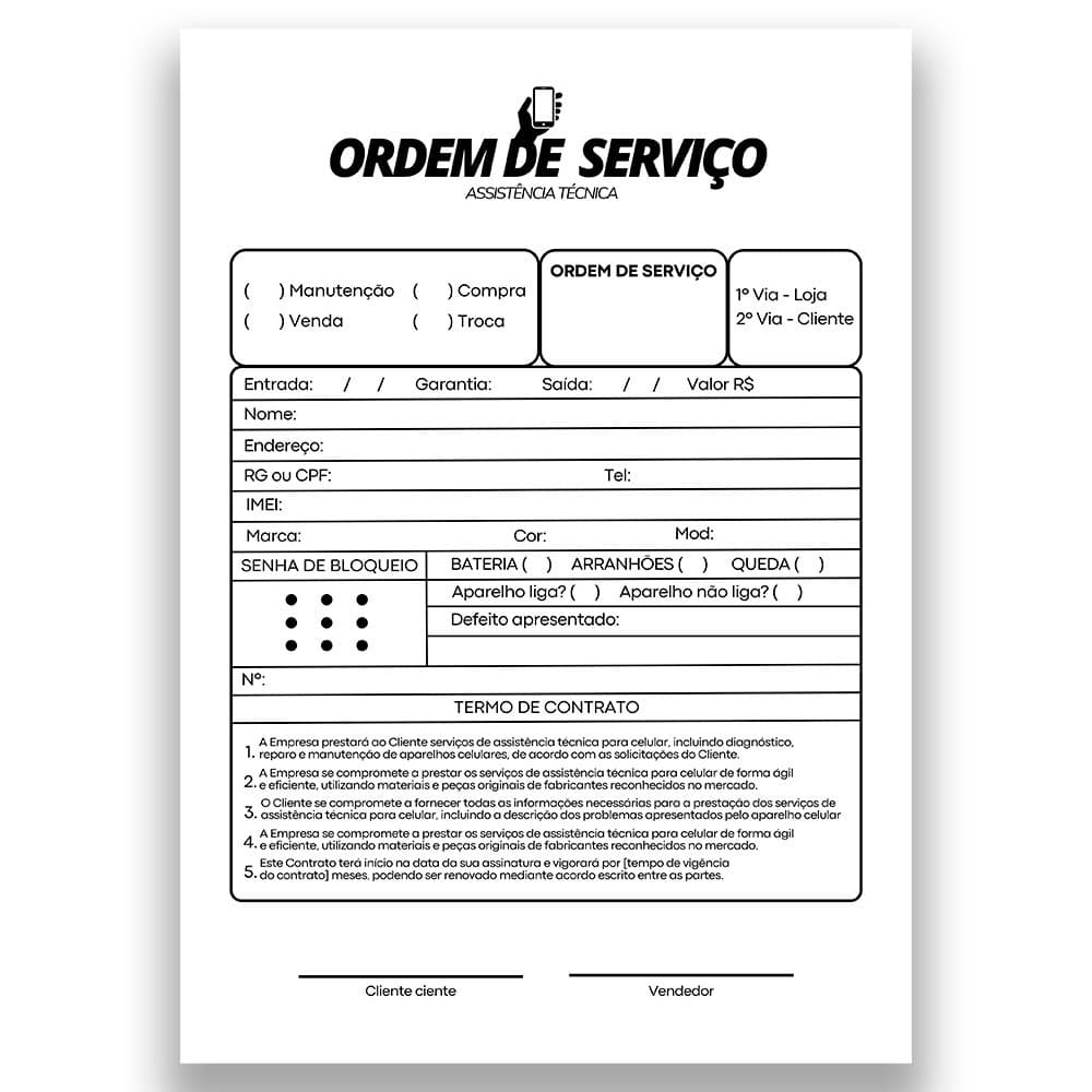 Talão de Ordem de Serviço Assistência Técnica de Celular