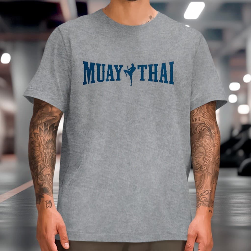 T-shirt Camisa Linda Camiseta Luta Muay Thai Escrito Azul Camisa Lutador Casual Streetwear Artes Marciais Treino Premium