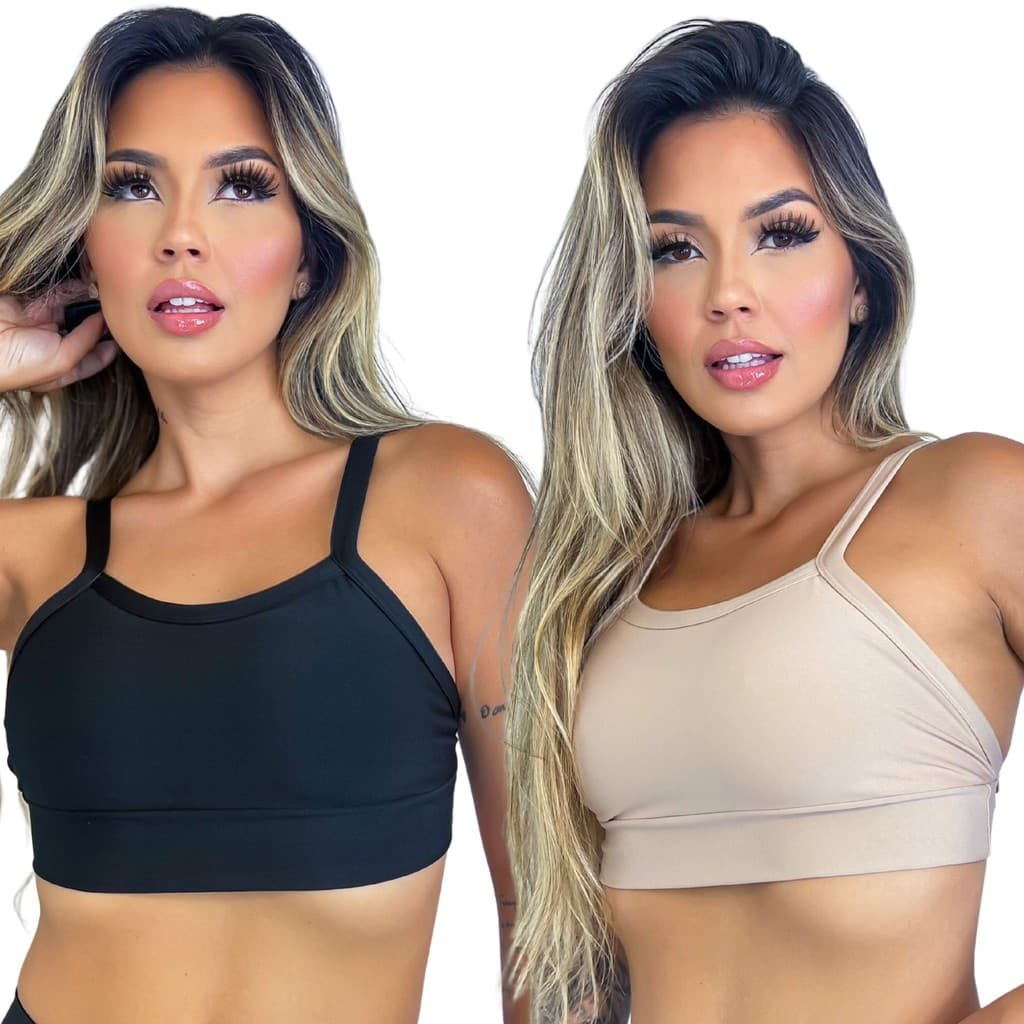 Kit 2 Top Academia Feminino Fitness Estilo Cropped Feminino