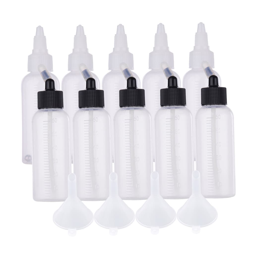 [Promoção] 10pcs 65ml Frasco De Tinta Para Aerógrafo E Armazenamento Com Linha De Escala De Funil De 4 Unidades Compatív