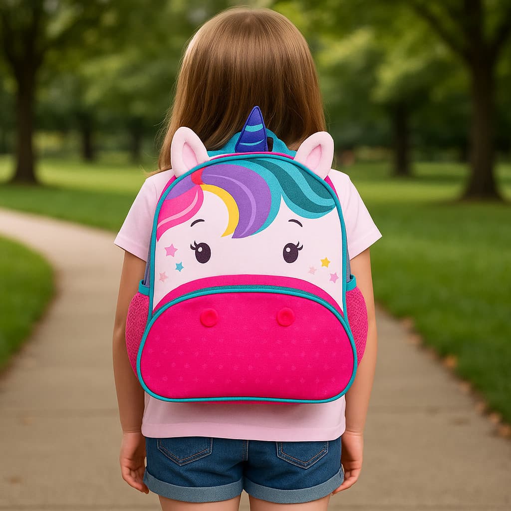 Mochila Escolar Infantil Alça Costas Unicórnio Menina Creche Mala Criança Bolsa Lancheira Estojo
