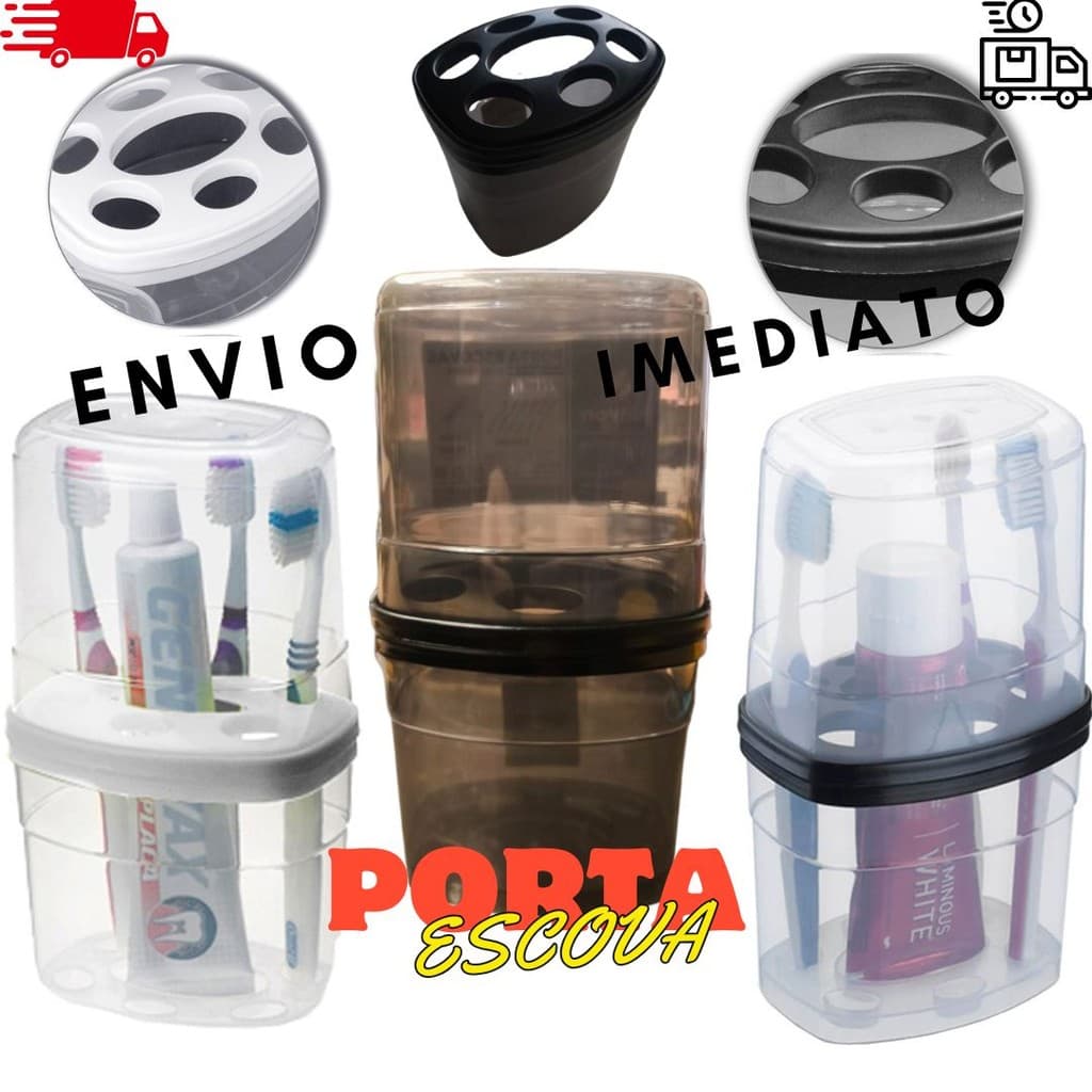 PORTA ESCOVA DENTAL DE PIA DE PLASTICO C/TP. 20,2X11,5X8,9CM 122.012.002 NITRONPLAST