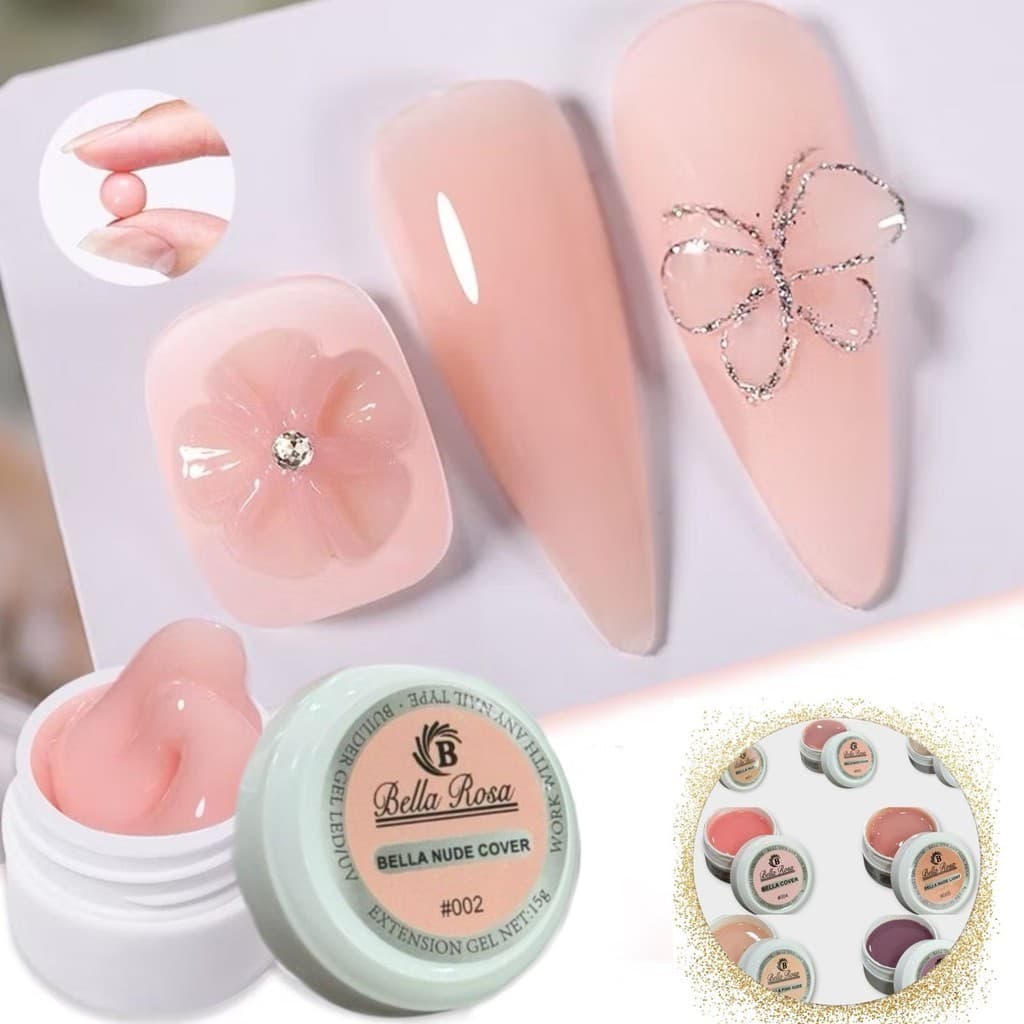 Gel Construtor Para Unhas Profissional Bella Rosa Gel Para Unhas Alongamento 15g UV/LED