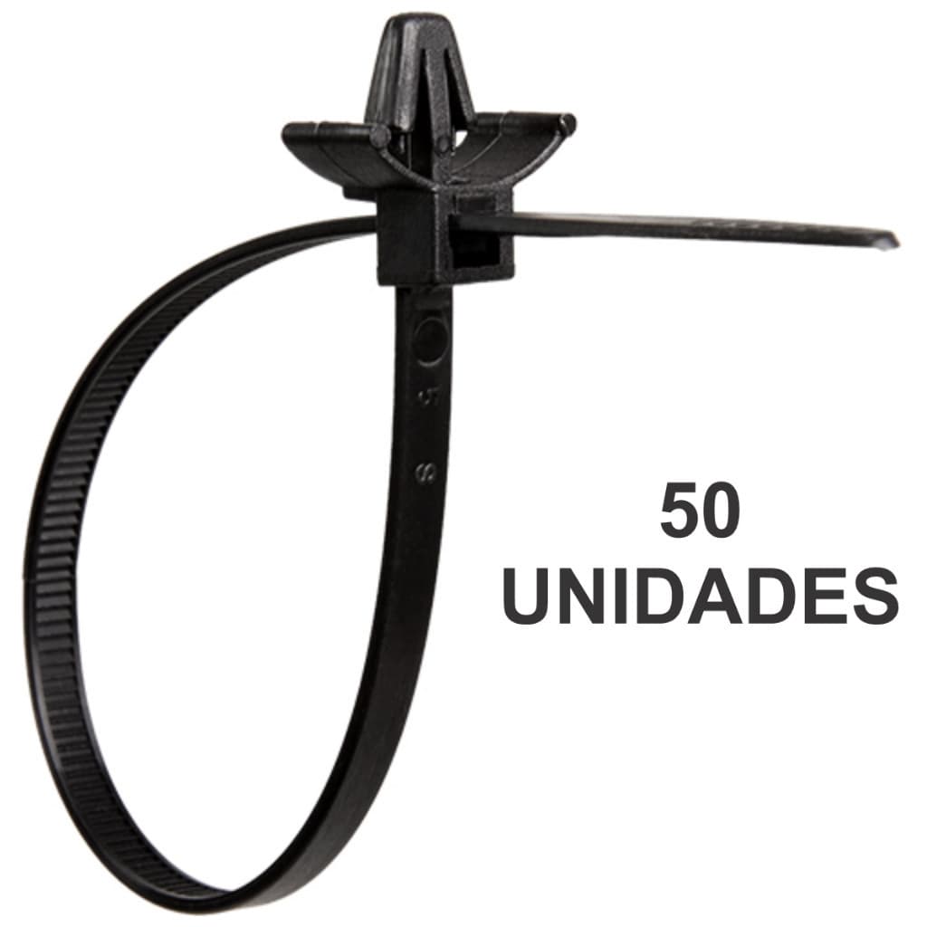 50 Unidades Abraçadeira com Clip de Nylon - Resistente 200 x 4,6 mm