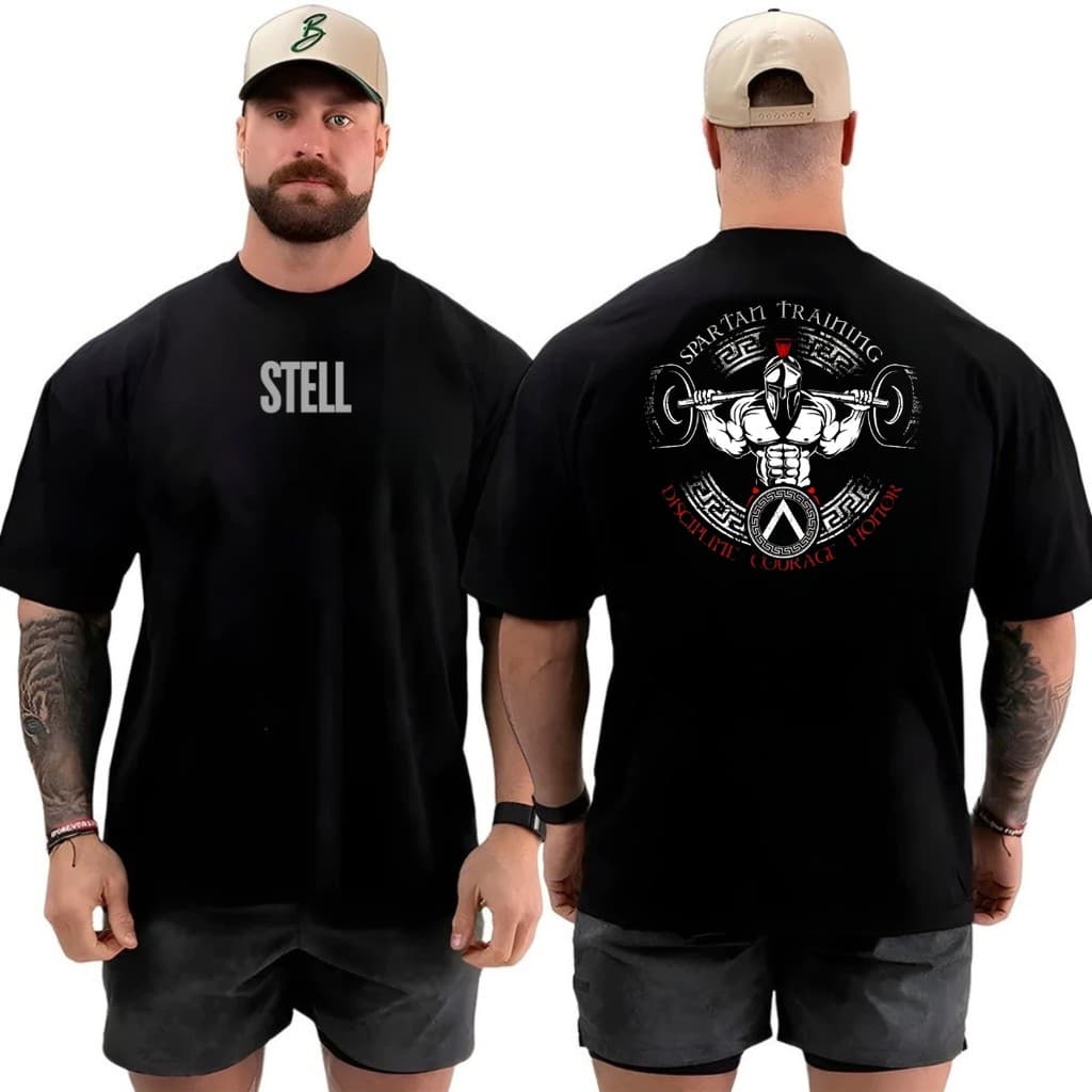 Camiseta Camisa Oversized Top para Academia Musculação Sparta Training Streetwear 100% Algodão