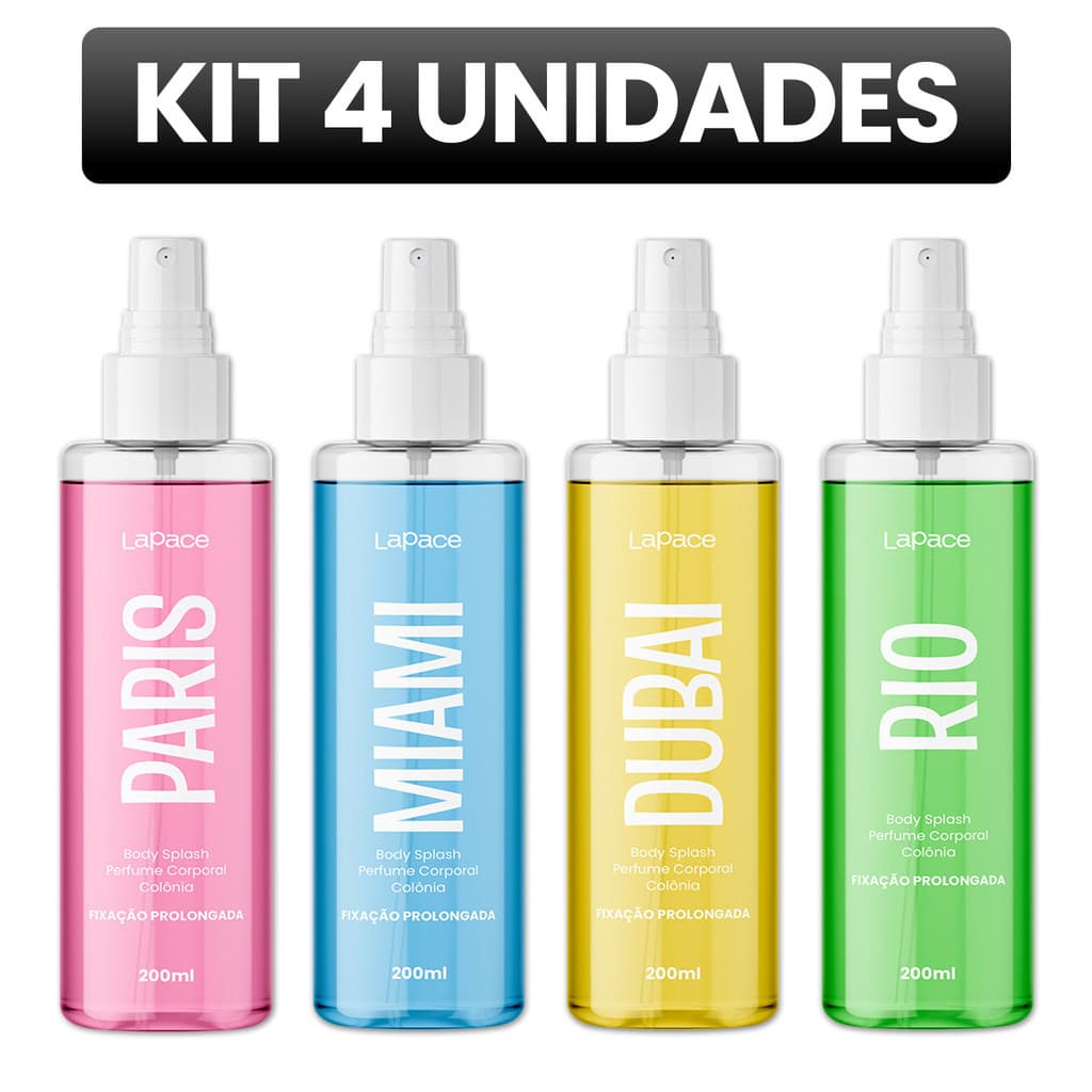 Kit 4 Body Splash Perfume Corporal 200ml Lapace Desodorante Colonia Fixação Prolongada Premium