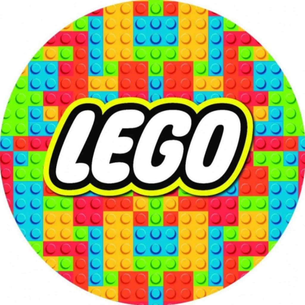 Painel Redondo Mini Decorativo com Capa Tema Lego Menino Montar 50cm