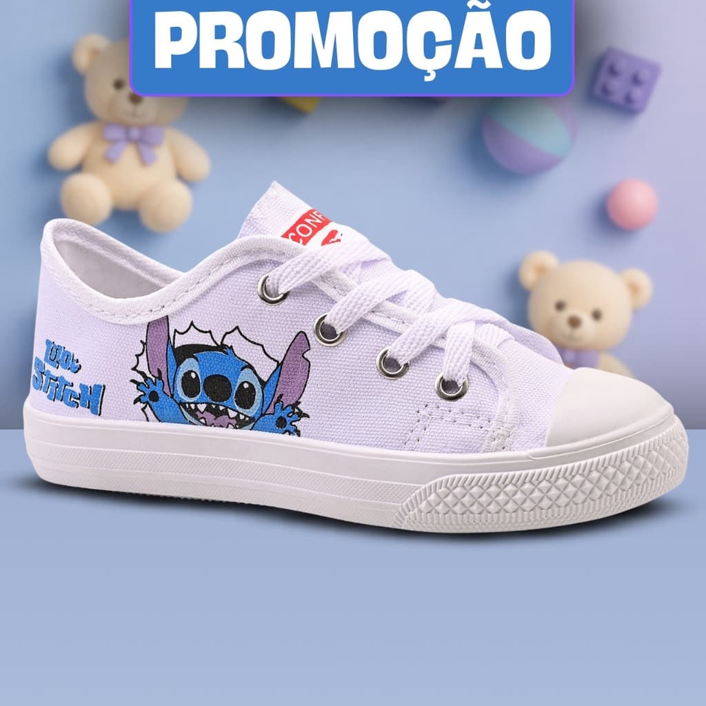 Tênis Infantil Stitch Menina Menino Escolar Casual Leve Macio Antiderrapante Confortável