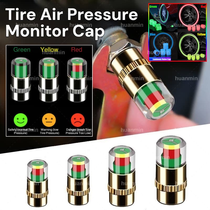 4 Pçs Luminoso Carro Motocicleta Medidor De Pressão Dos Pneus Alarme Monitoramento Válvula Capa Sensor Detecção Externa