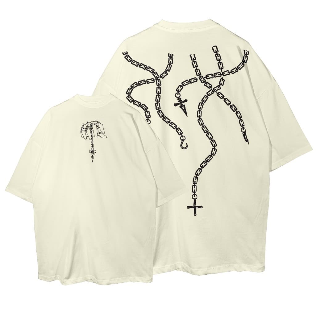 Camiseta Oversized Kurapika Chains Unissex Algodão Fio 30.1 Penteado Camisa Streetwear Larga
