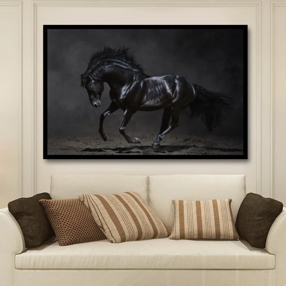 Quadro Decorativo GRANDE Alta Resolução Para Sala Quarto Escritório Quadro  Cavalo Negro