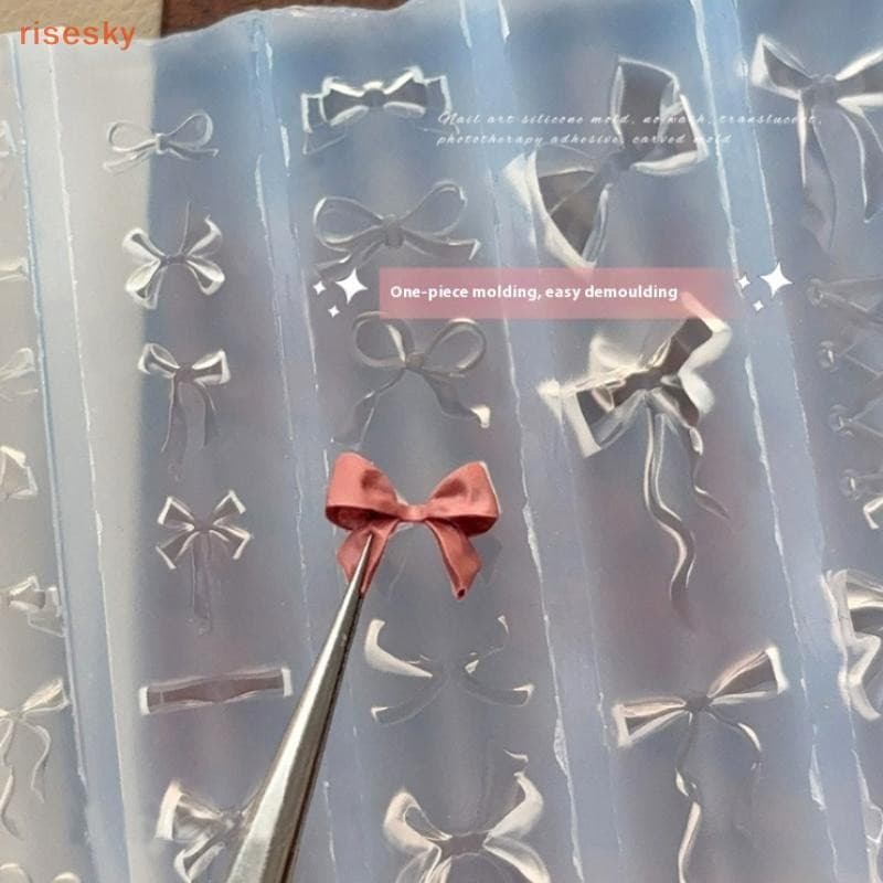 [risesky] Novo Molde De Silicone Com Laço Para Arte Em Unhas , Ferramenta Artesanal Faça Você Mesmo , Estereoscópico , F
