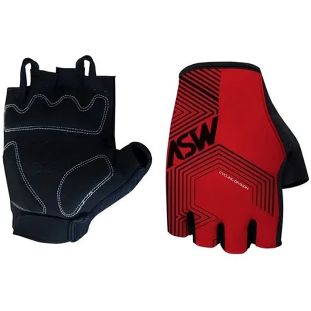 Luva Ciclismo Bike Asw Flex Polygon Meio Dedo Femi Vermelha