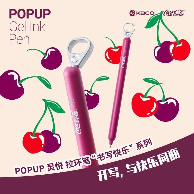 Caneta Gel Retrátil KACO Lingyue Cherry Preta para Alívio do Estresse, Resolução de Problemas, Criatividade Retrô, Alto