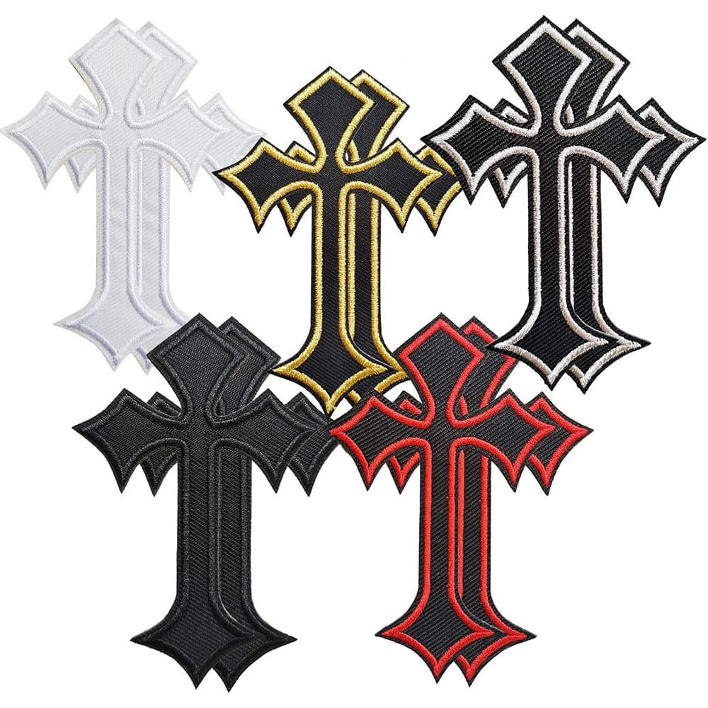 10Pcs White Black Cross Patch Bordados Em Preto Ferro Sobre Adesivo De Reparo De Pano