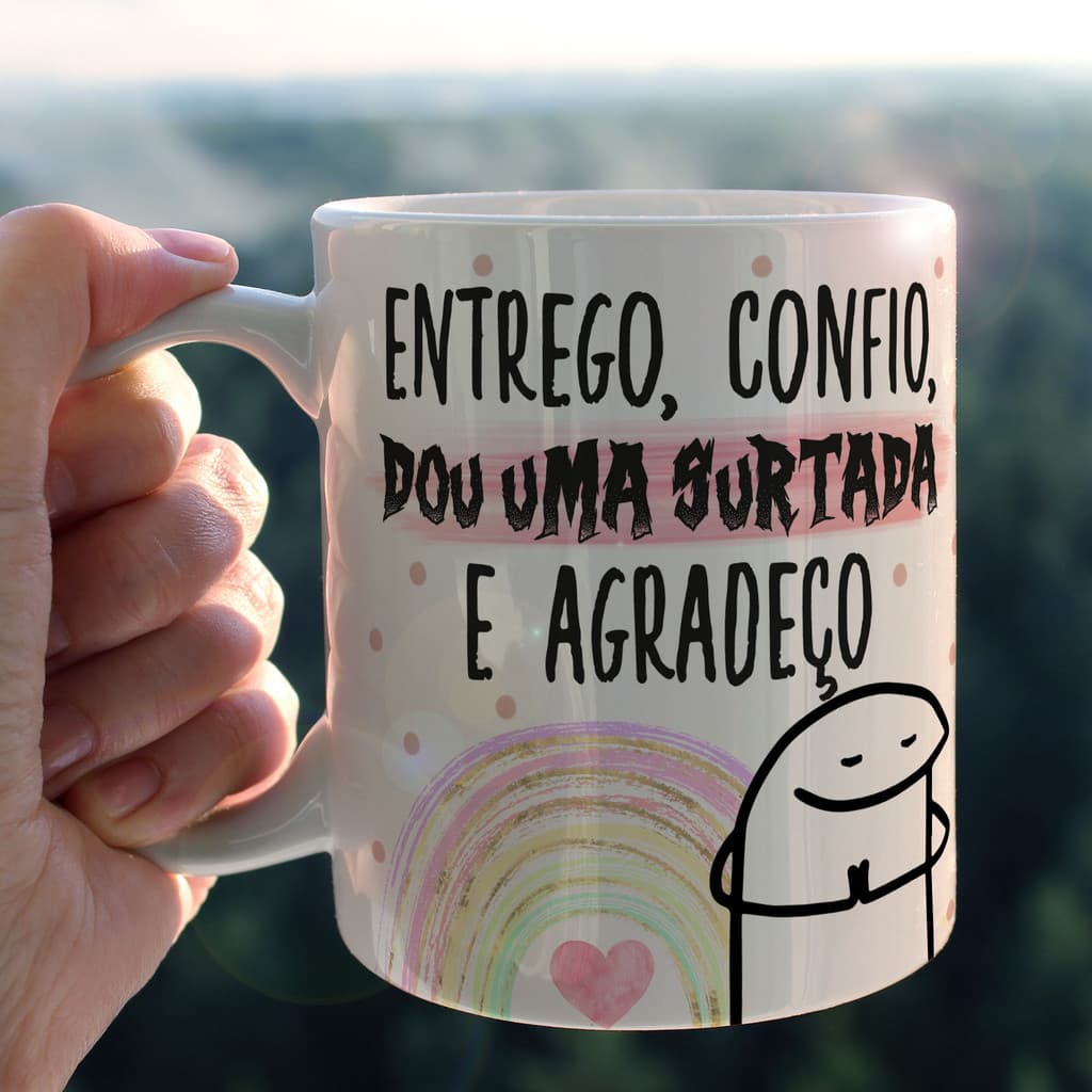 Caneca Personalizada Xicara Branca Caneca de Porcelana Personalizada Flork Meme G156 Engraçado Memes Deu uma surtada
