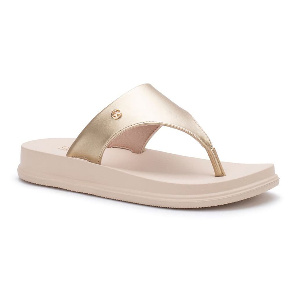 Rasteira Flatform Sua Cia Tamanco Preta Dourada Napa Soft Feminina nº 34 ao 39 Feminina
