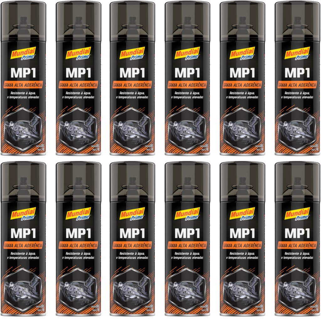 12 Graxas Alta Aderência Spray 250ML Resiste Água Temperatura Borrachas Roldanas Correntes Protege