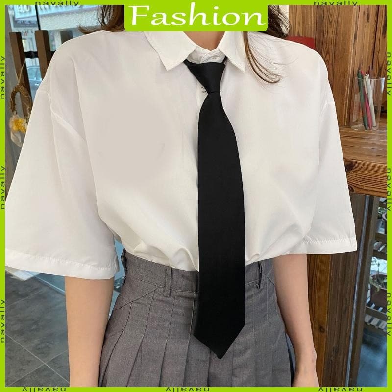 nava Feminino Masculino Retro Cor Sólida Sedosa Estreita Gravata Festa Casamento Noivo Preppy Uniforme Escolar Zíper Pré-Amarrado