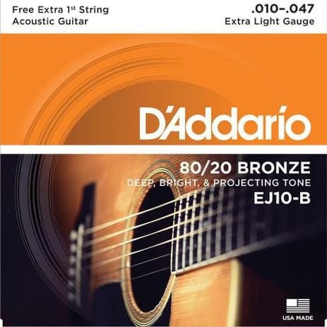 Encordoamento Violão Aço 010 Daddario Ej10 Bronze 0.10