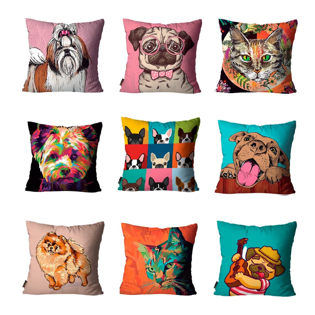 Capas Para Almofada Geração Animal, Cachorro, Gatos Pets