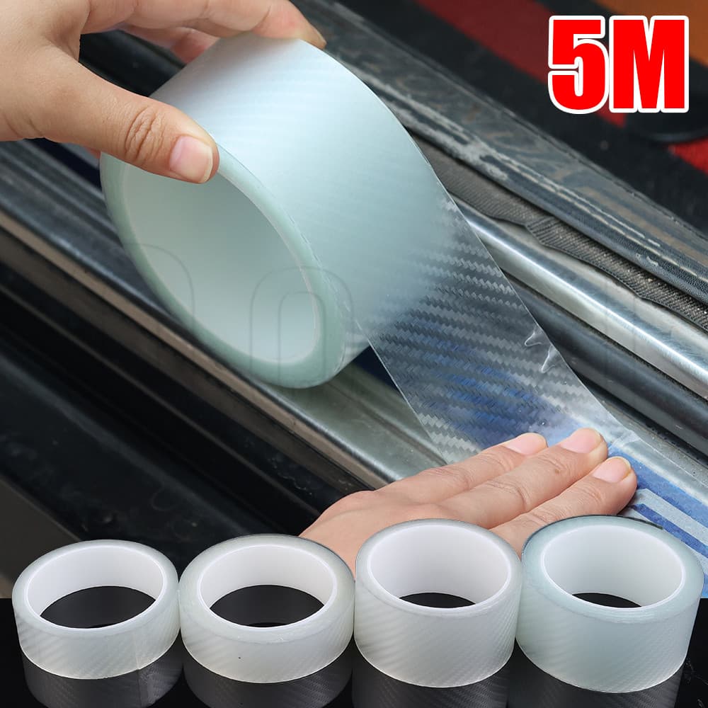 Adesivo De Carro De Fibra De Carbono Transparente-Pasta De Limiar De Porta Invisível-Fita Anti-Arranhões De Alta Qualidade-À Prova D'água , Resistente Ao Desgaste-Filme De Proteção De Espelho Lateral De Soleira Automática