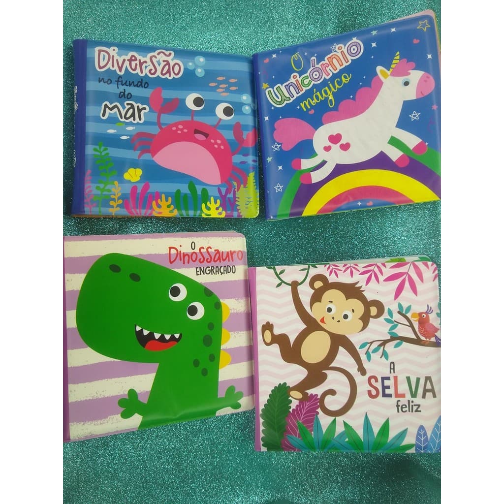 Livro de Banho (15x15cm) = 4 temas para seu Bebê Divertir = escolha o SEU!!