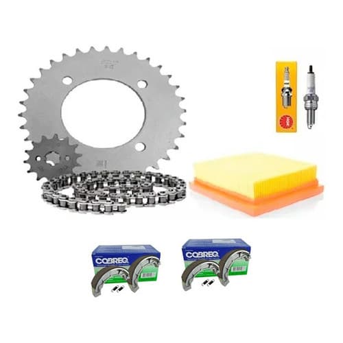 Kit Revisão Relação/freios/filtros/ar/vela Honda Pop 100