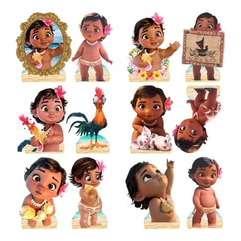 Decoração Moana Baby - 10 Displays De 20cm Totens