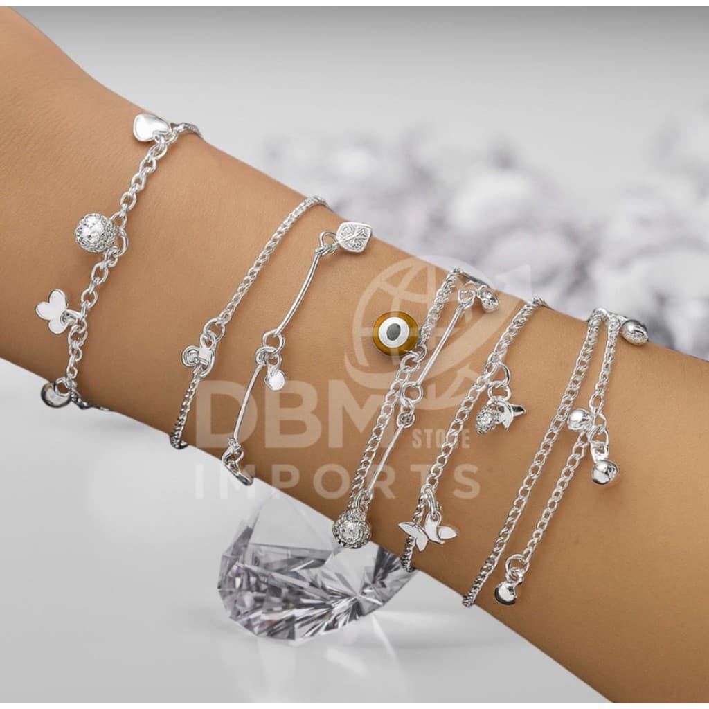 Kit Pulseiras Femininas Prateadas,Douradas e Rose | Diversos Modelos e Quantidades
