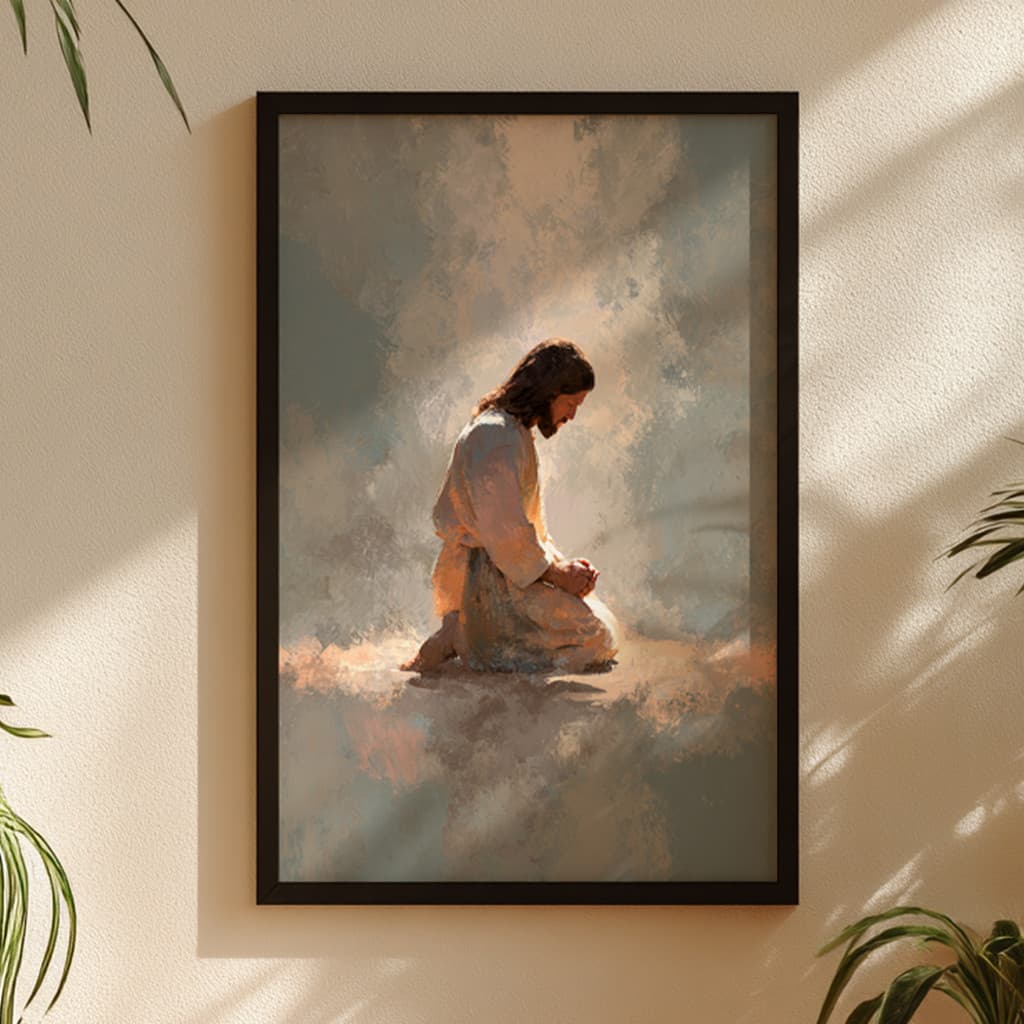 Quadro Decorativo Jesus Em Oração Fé Esperança Cristão Pintura Luz Espiritual Devocional