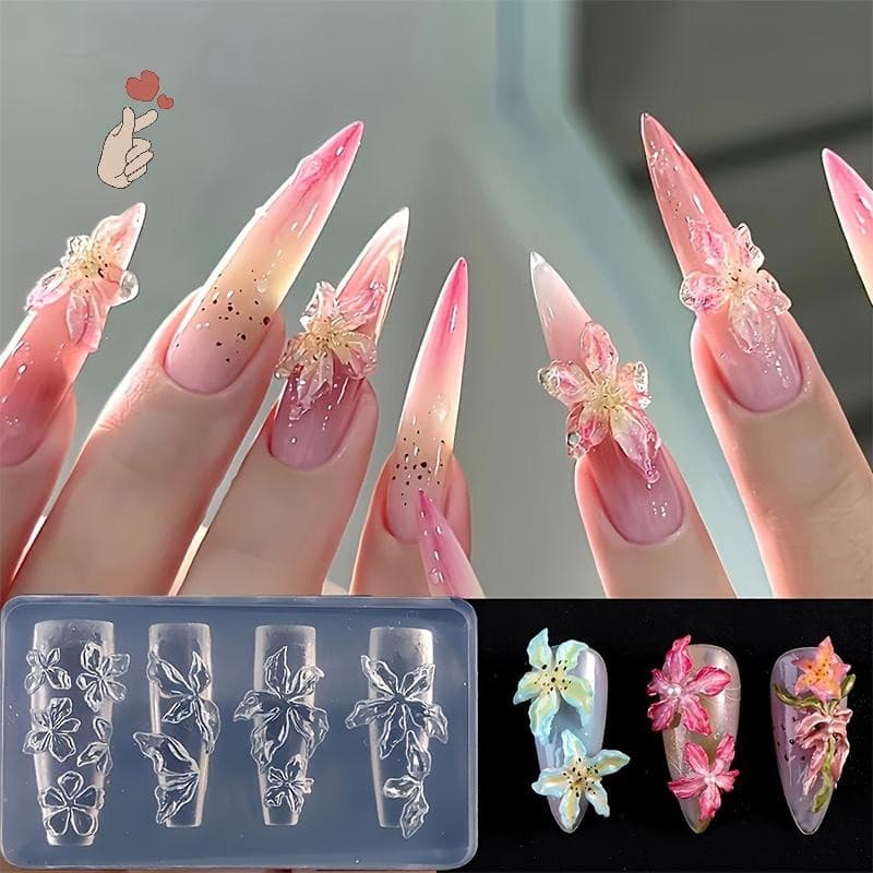 [PEBR] Série De Flores 3D Silicone Acessórios Para Unhas Molde De Escultura Flor De Gelo Lírio Modelo Diy Nail Art Encan