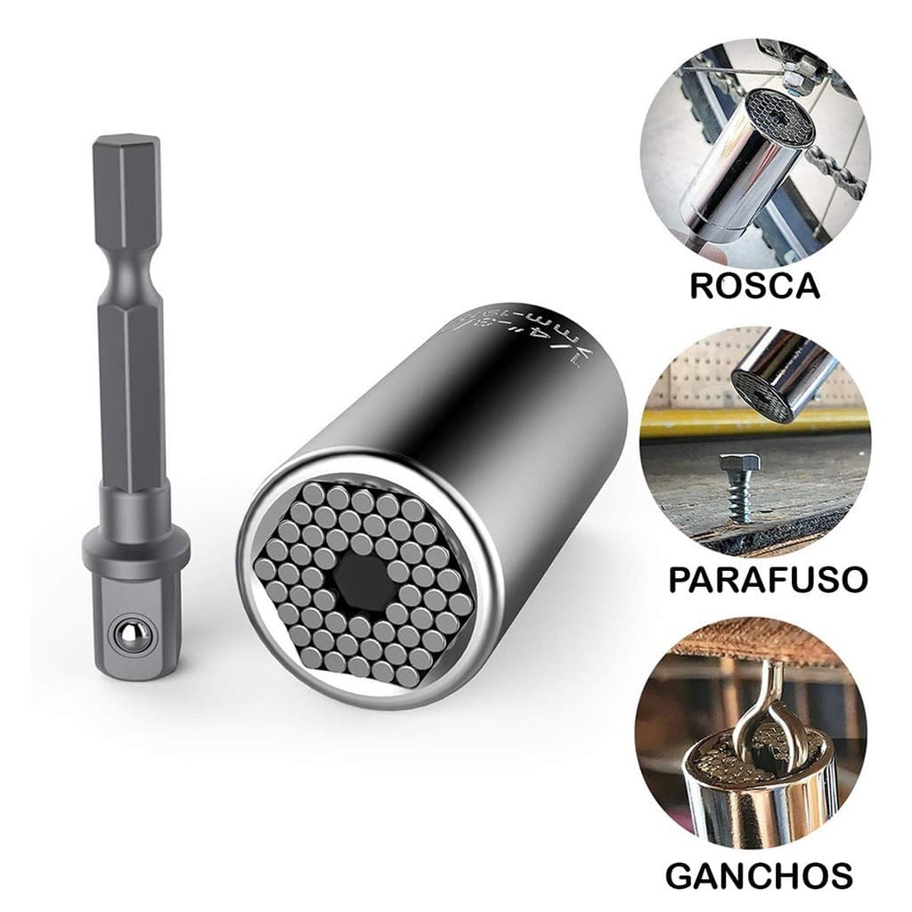 Chave Soquete De Boca Universal Com Adaptador 7MM A 19MM Multifuncional  Furadeira E Parafusadeira