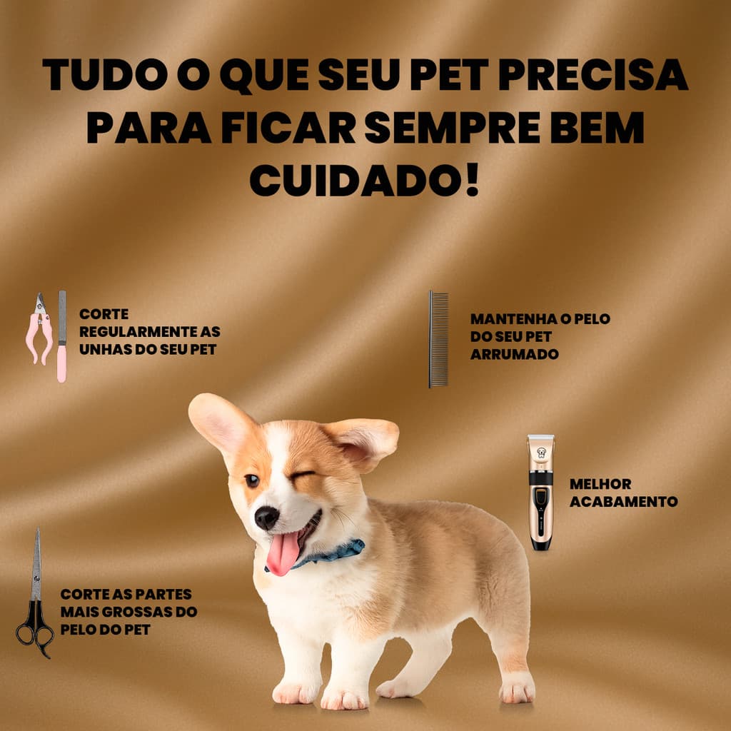 Aparador De Pelos Para Animais De Estimação Com Pentes E Óleo Lubrificante