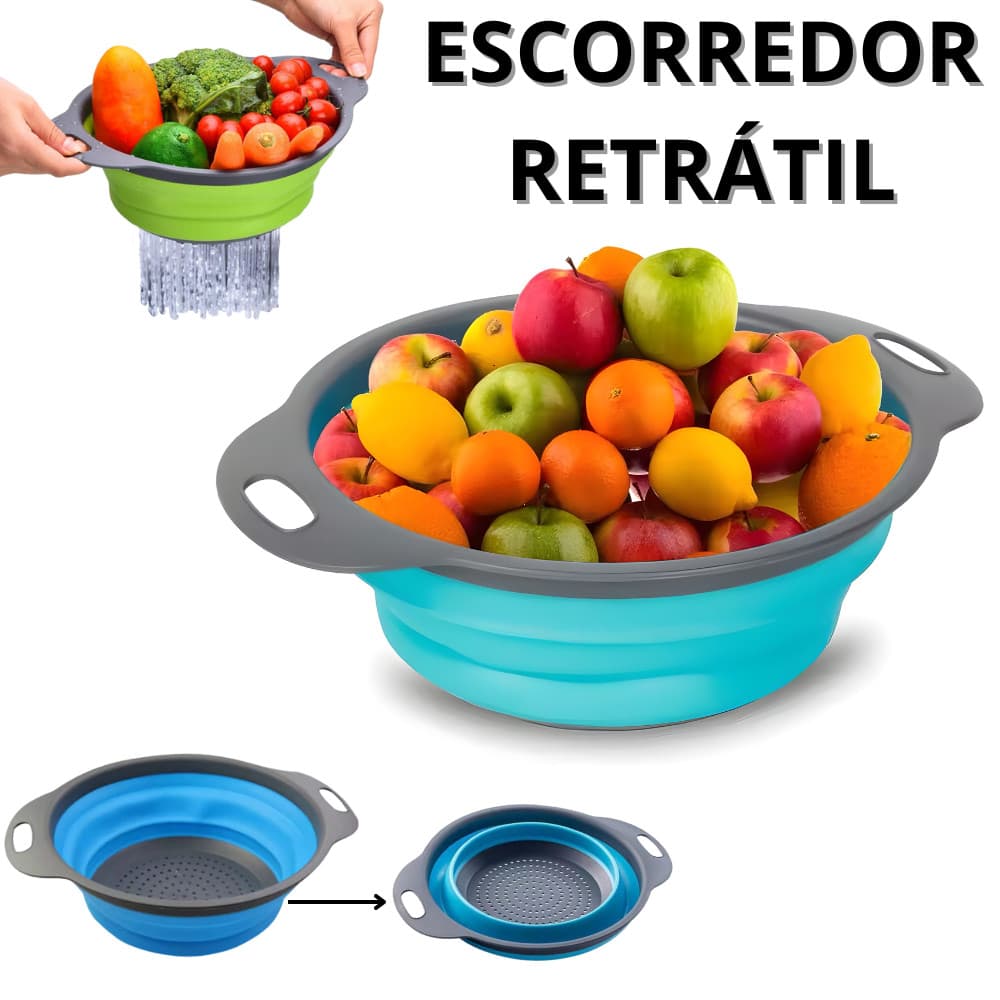 Escorredor De Macarrão e Arroz Cesto De Drenagem De Alimentos Escorredo Retrátil Silicone Cozinha