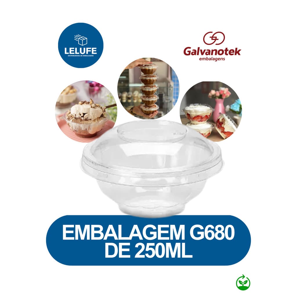 10~100 Embalagem 250ml G680 Galvanotek Bolo De Pote Com Tampa Descartável