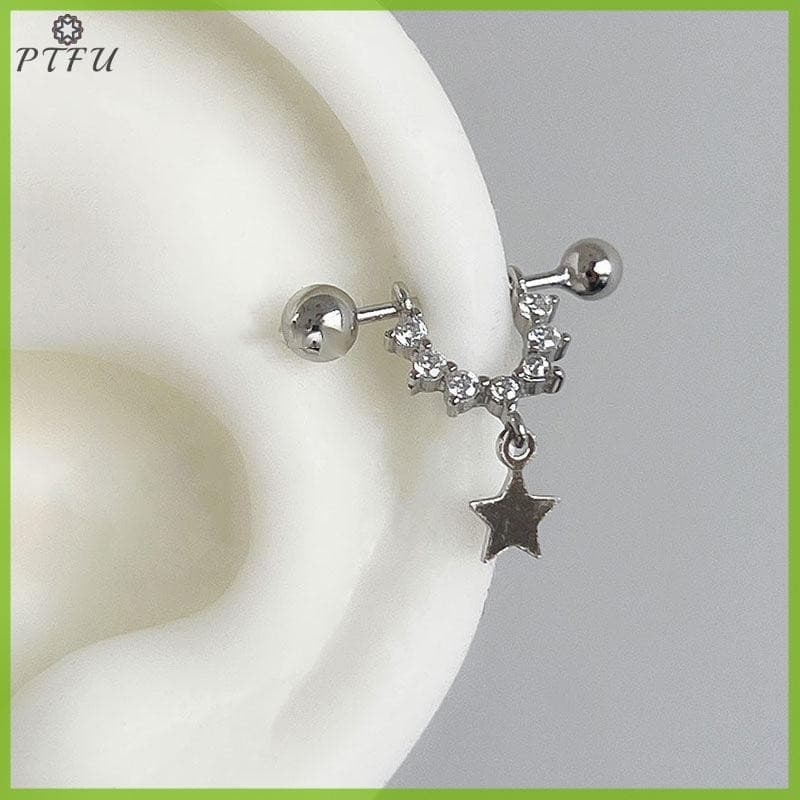 PTFU > 1 Par Moda Elegante Estrela Orelha Osso Prego Para Mulheres Meninas Requintado Prevenção De Alergias Brincos Jóia