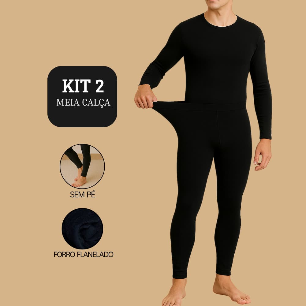 Kit 2 Meia Calça Termica Masculina Forro Flanelado Peluciado Frio Unissex Sem Pé MK