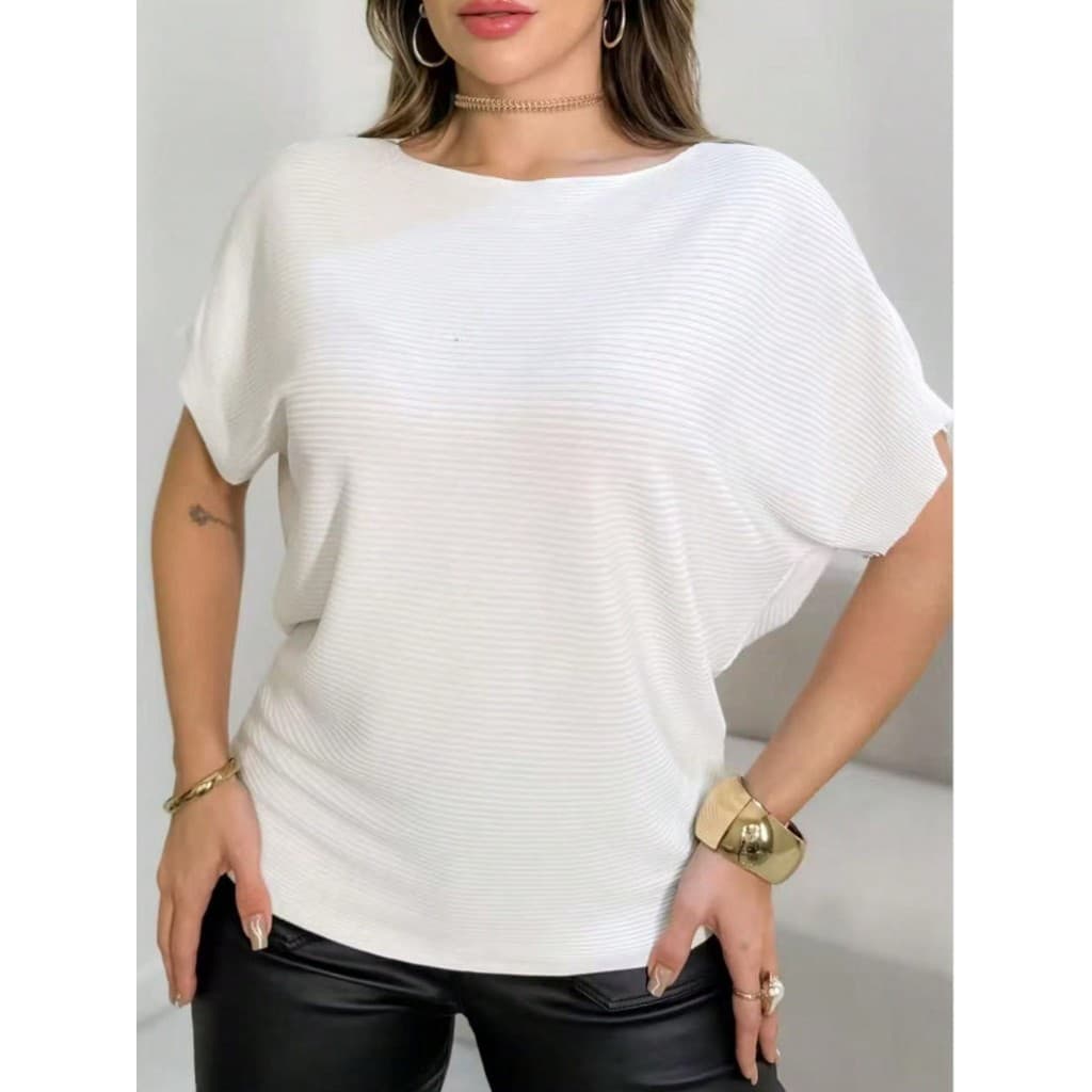 Blusa Feminina Manga Morcego Canelado Modal Fresco Verão super modas