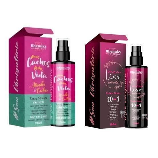 Kit Spray Capilar Meu liso Minha Vida + Spray Capilar Ativador de Cachos e Protetor Térmico Meus Cachos   200ml Rhenuks