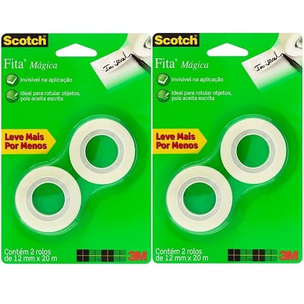 Kit com 4 Rolos de Fita Magica 12MM X 20M
