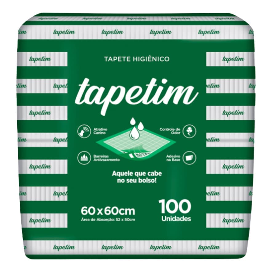 Tapete Higiênico Tapetim 60x60cm – 100 Unidades com Super Absorção, Antivazamento e Controle de Odor
