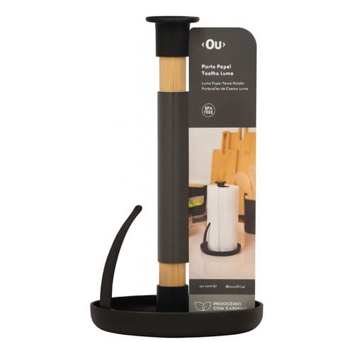 Suporte Porta Papel Toalha De Mesa Cozinha Bambu Madeira Rolo Bancada Organizador Prático Resistente Base Antiderrapante
