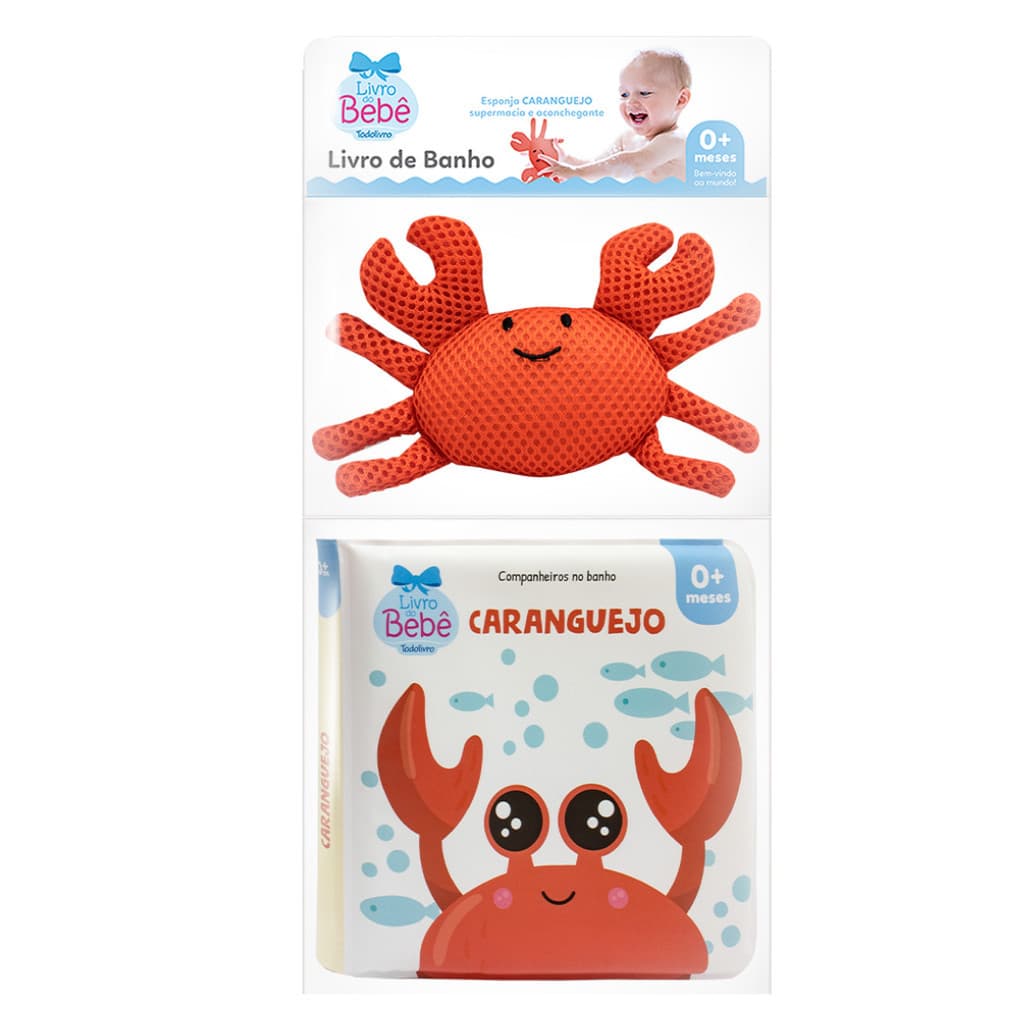 Livro de Banho Caranguejo Companheiros no Banho Todolivro Com Esponja Macia