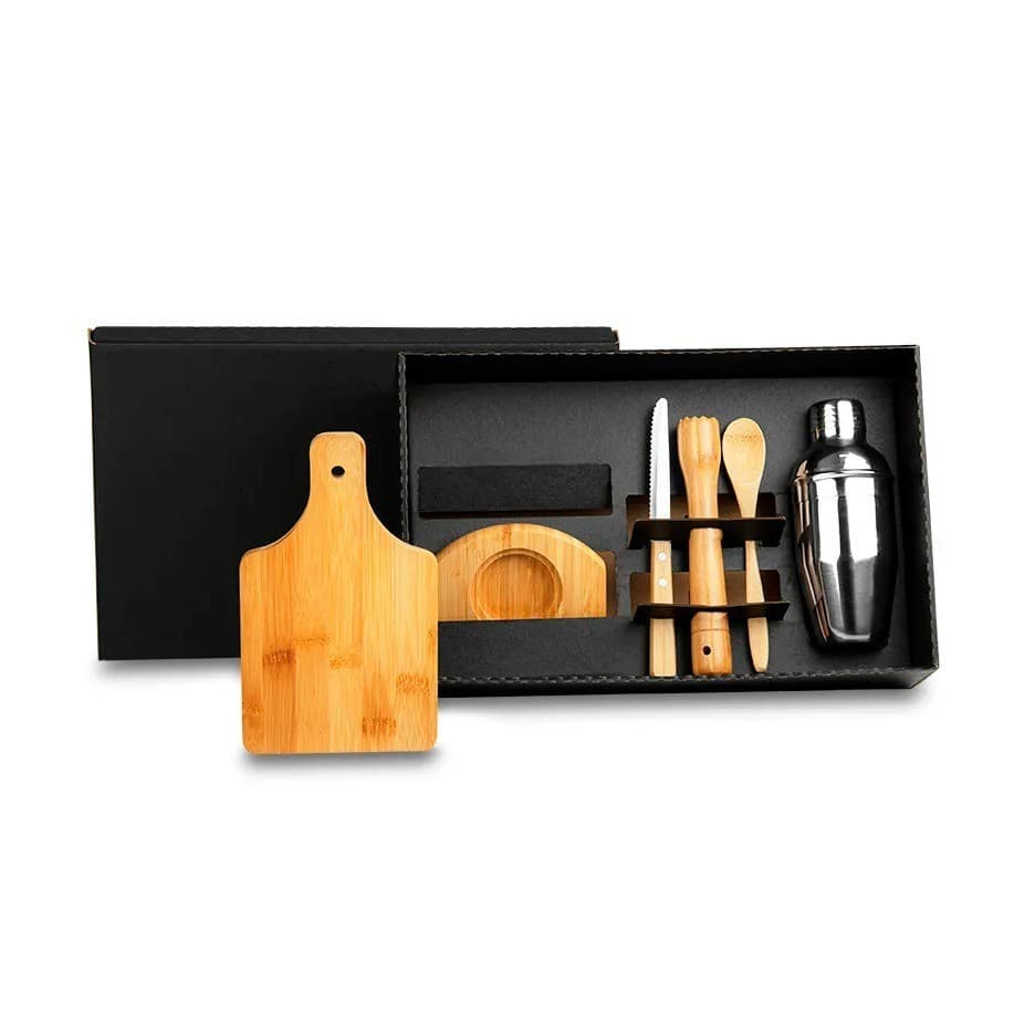 Kit Para Caipirinha Em Bambu Com Coqueteleira - 6 Pçs KE-00423