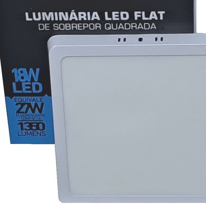 Plafon Led 18w 6500k Quadrado Sobrepor BF Iluminação de Alto Brilho Durabilidade Gessos PVC Draywall Sustentável Compact