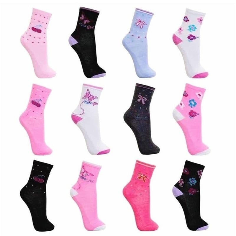 Kit 6/12/24 Pares de Meia Feminina Cano Alto Adulto e Juvenil