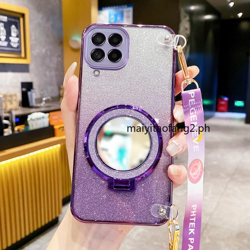 Capa para Samsung Galaxy A12 M12 F12 A22 M22 F22 M32 M33 M53 4G 5G A22 5G A12 Nacho A12S Capa de celular Suporte Espelho Maquiagem Suporte para celular com corpo Horizontal com capa
