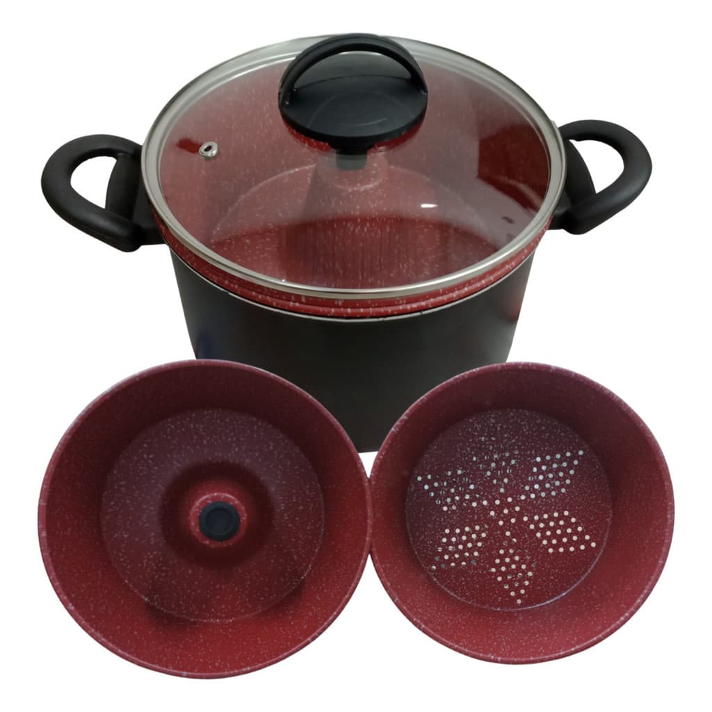 Kit Legumeira Panela A Vapor Al Vapore 3x1 + Pudim Bolo 20cm